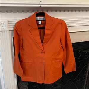 Adolfo Studio Burnt Orange Linen Blend Blazer | Women’s 4 Petite | Single Vent